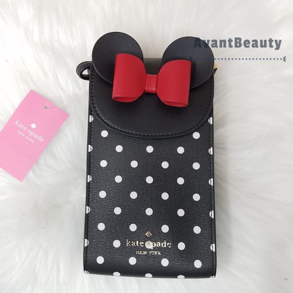Disney kate spade new york minnie mouse north south flap phone crossbody black - Picture 1 of 7